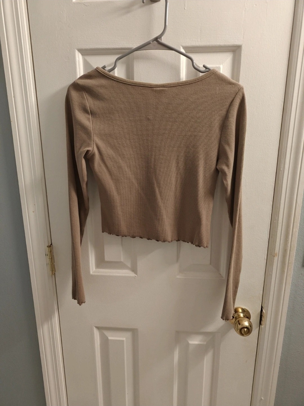 Brown Ribbed Cropped Cardigan - Picture 4 of 6